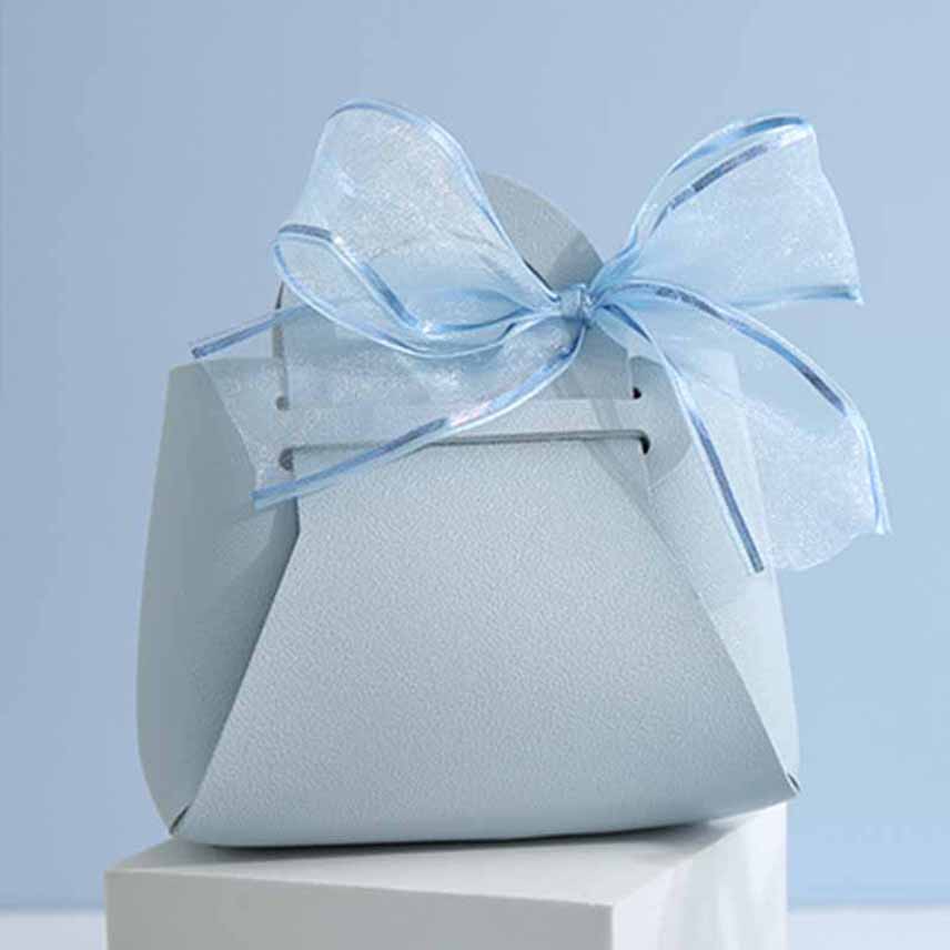 Creative Leather Gift Bags Bow Ribbon Packaging Bag Wedding Favour Bags Candy Packaging Box Mini Handbag Birthday Party Decor
