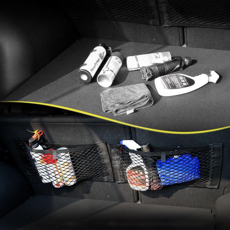 Zadní část auta Síťovina Zadní sedadlo zavazadlového prostoru Elastická síť na šňůrku Magická samolepka Univerzální úložná taška Kapesní klec Auto organizér Taška na opěradlo sedadla