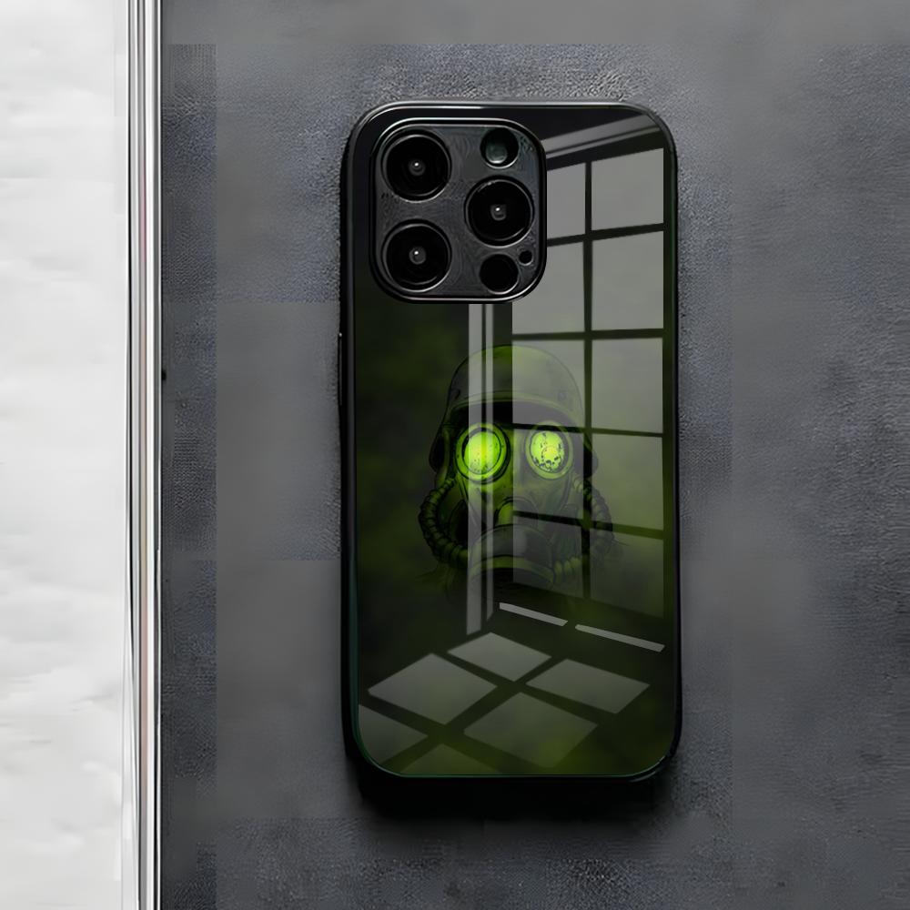 

Игровой чехол S-Stalker для телефона iPhone 17 Air 16 E Pro Max 15 14 13 Mini 12 Pro 11 Max Plus Черная стеклянная крышка iPhone 12