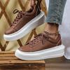 Fashion Women Platform Sneakers Thick Bottom Height‑Increase Casual Sports Shoes Men PU Leather Waterproof Walking Shoes