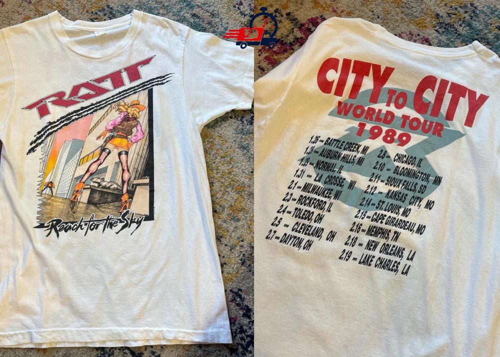 Hot Ratt Tour 1989 Tshirt Rare Design 2 Side White Unisex Shirt Unisex T-Shirt S