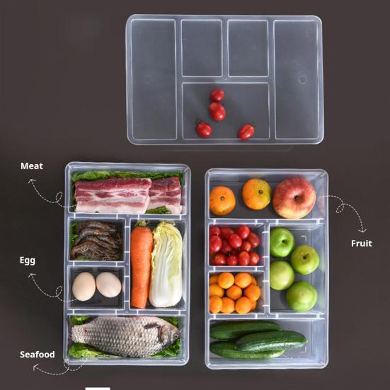 1/2Pcs Food Storage Boxes Reusable Snack Containers with Lids 5 Compartments BPA Free Dishwasher Safe Transparent Divided Snack Boxes