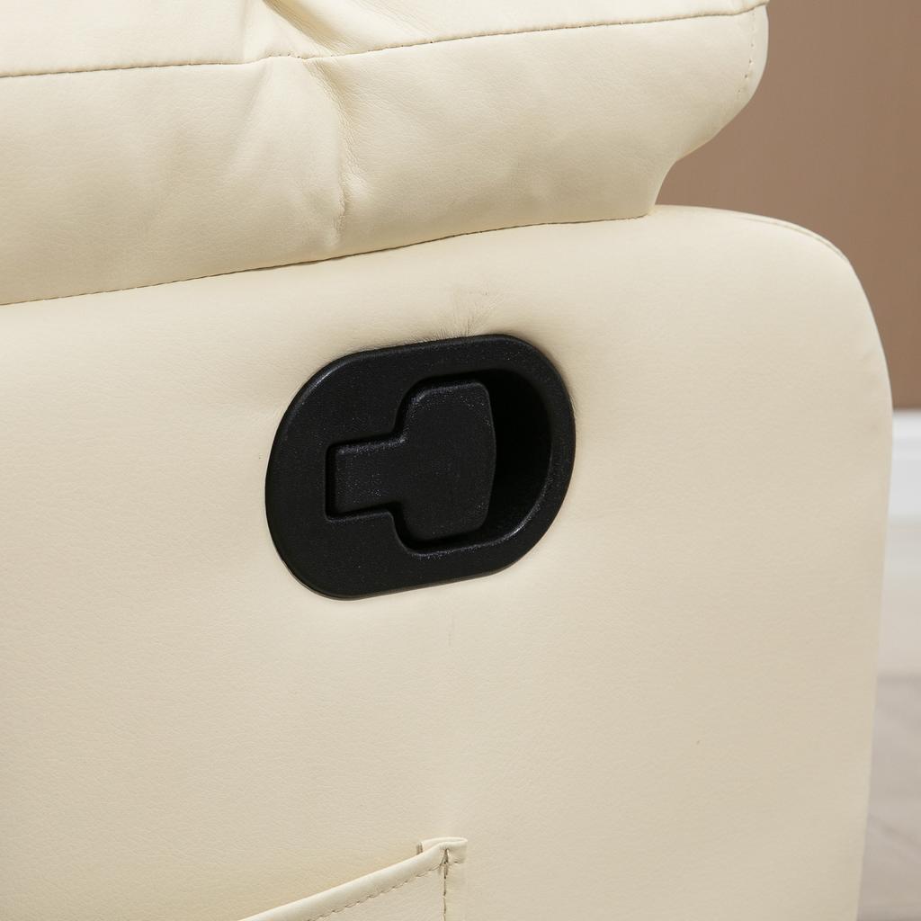 Massage Chair, Relax Chair, 8 Vibration Points, Reclining Function, Faux Leather, Cream White, 94x99x99cm