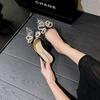 Summer New Shoes for Women Beautiful Slipper Pointed Toe Pearl Bowknot Casual Sandals Girl Match Dress Heels Mules Slides