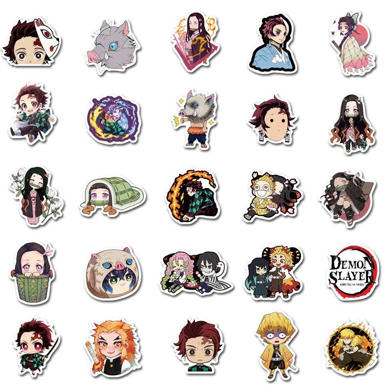 No 50pcs Kimetsu Yaiba Stickers Anime Pvc Luggage Skateboard Bike Decals Phone