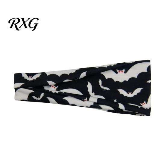 Skull Pumpkin Headband Halloween Headbands for Women, Cute Ghost Bat Cat Skeleton Wide Hair Bands, For Running Breathable Stretchy Non-Slip Headbands,
