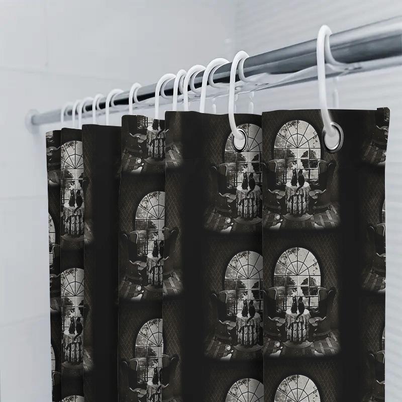 Gothic Horror Shower Curtain Skull Spooky Halloween Decor Bathroom Set Dark Art Home Textile Vintage Tapestry Wall Hanging