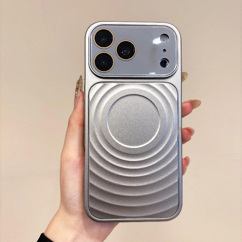 Metal Paint Water Ripple Magnetic Case For iPhone 17 16 15 14 Pro Max For Magsafe Heat Dissipation Bumper Plating Frosted Cover