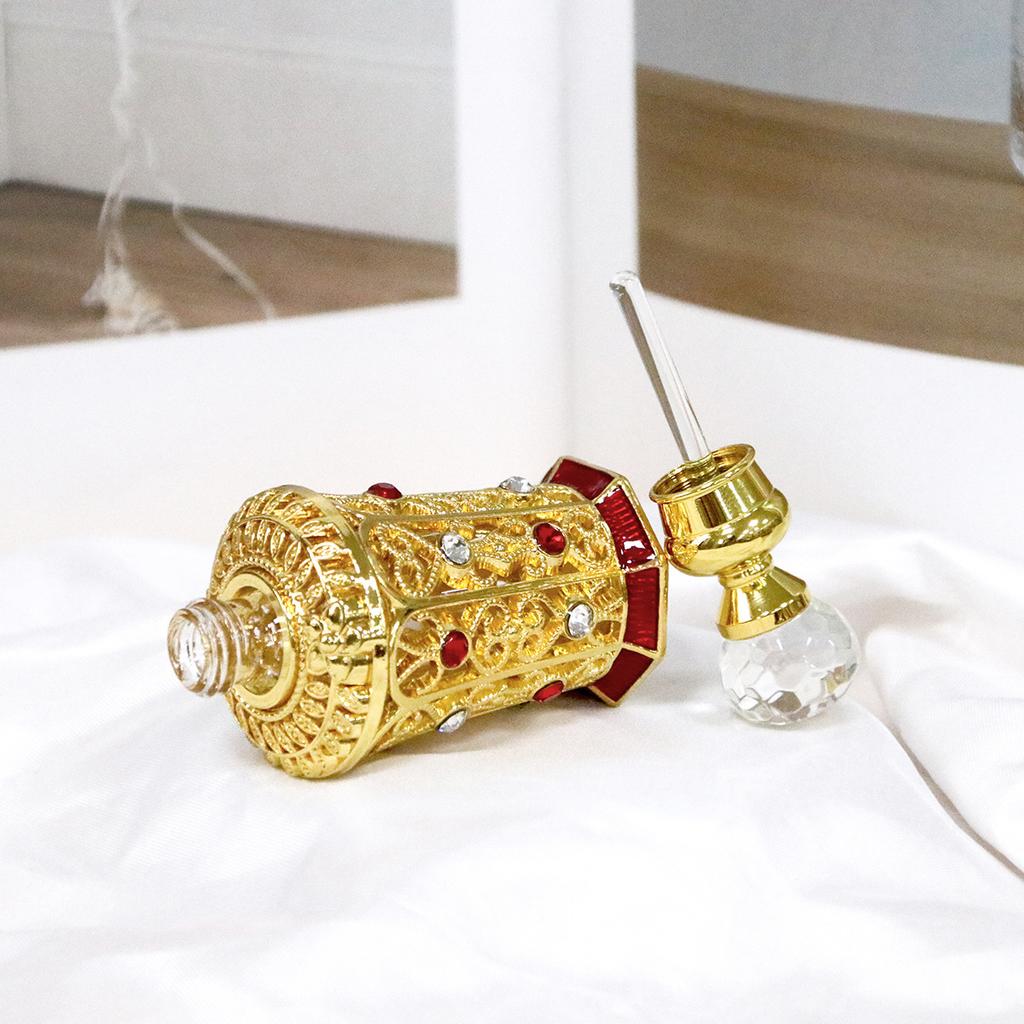 10ml Glass Roll-on Perfume Bottle, Dubai Style Enamel Embroidery with Rhinestone, Essential Oil Container