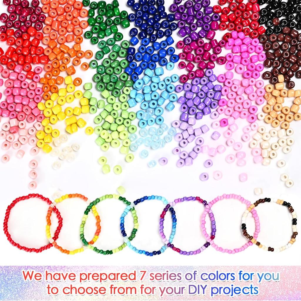 42 Colors 4mm Glass Seed Beads for Bracelets Making, 8400pcs Friendship Bracelet Making Kit, Small Glass Beads for Jewelry Making