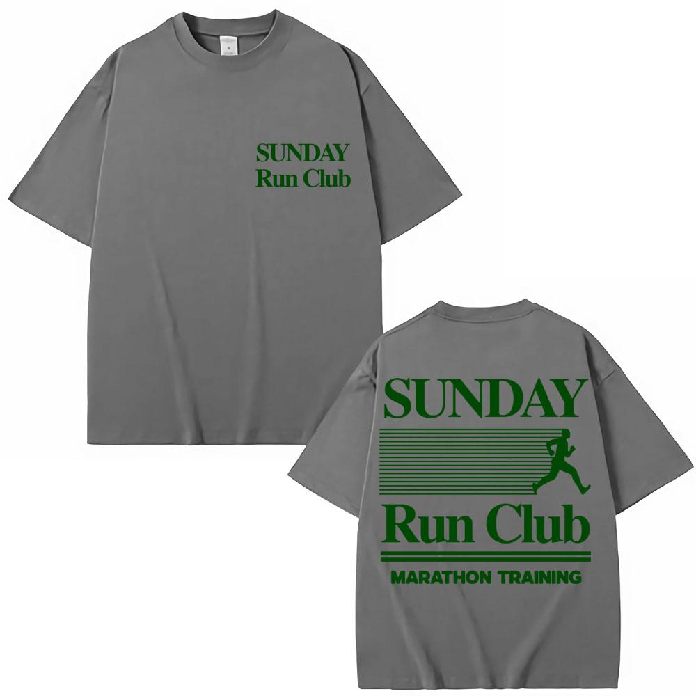Sunday Running Club Graphic Summer T Shirt Cotton Breathable Sporty Jogging Tshirts Unisex Women Oversized Cotton Casual Tshirt