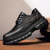 Men's Spring Casual Leather Derby Shoes with Thick, Lightweight Sole for Height Increase