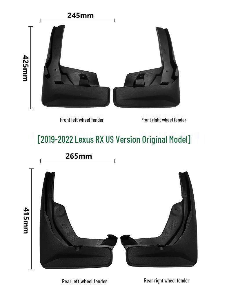 Front and Rear Mud Flap Covers for 2019-2022 Lexus RX