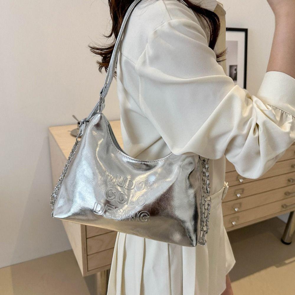 Large Capacity Women's Underarm Bag Korean Style Casual Commuting Bag Pu Leather Tote Bag  Travel