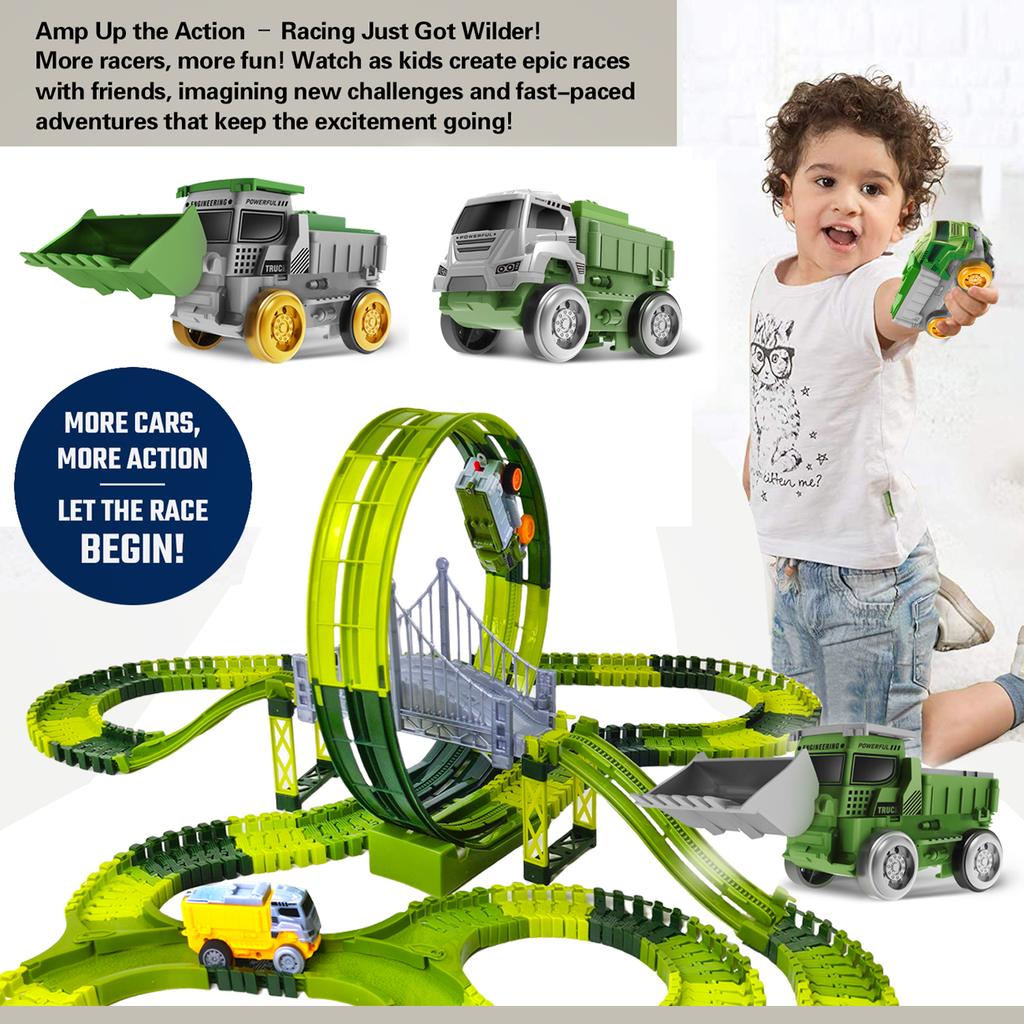Elektrisches Dinosaurier-Rennwagen-Strecken-Set Magische Kletter-Flexible Schienenbahn Pädagogisches Puzzle-Spielzeug Für Kinder