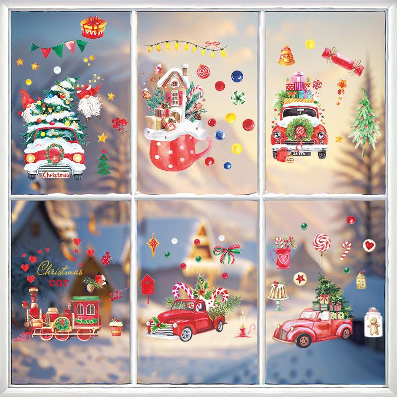 Christmas Car Static Electricity, Holiday Decorations, Glass Window Stickers, Window Display Decoration, Event Atmosphere Stickers