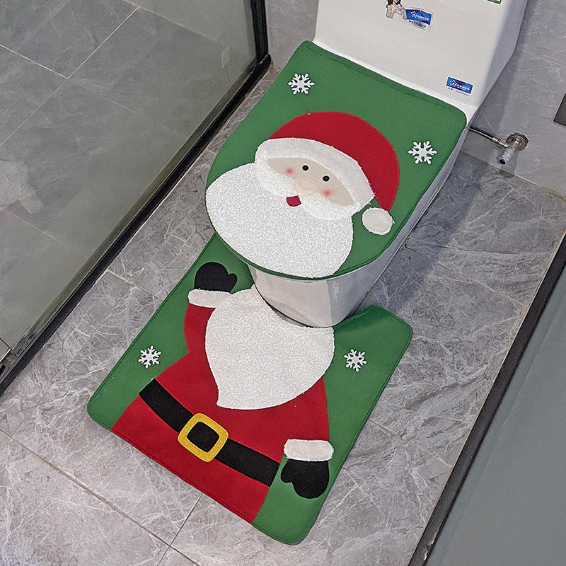 Creative Santa Claus Snowman Bathroom Toilet Seat Cover And Mat Xmas Supplies for Home New Year Decoration