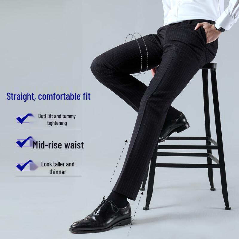 ROMON Men's Grey Herringbone Dress Pants