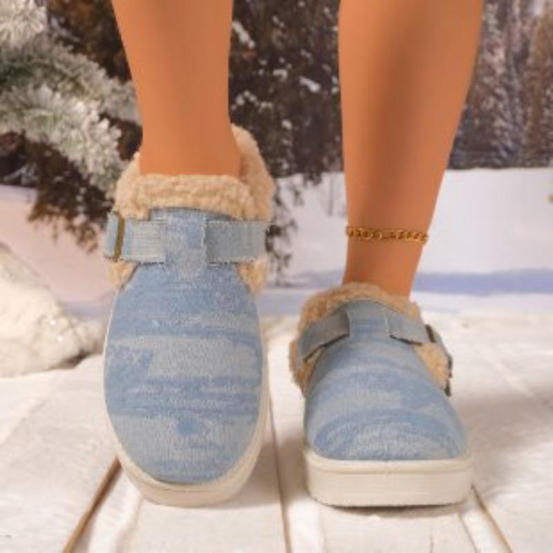 Außenhandel neue große Größe Schneestiefel Damen grenzüberschreitend Winter dicksohlige Wolle Schnalle thermische Baumwollpantoffeln