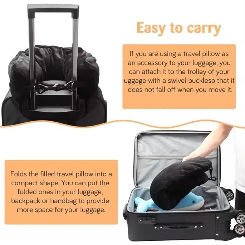 Adjustable Comfortable Flannel Space - Saving Fillable Neck Pillow for Car Train Airplane Portable Fillable Clothes Neck Pillow