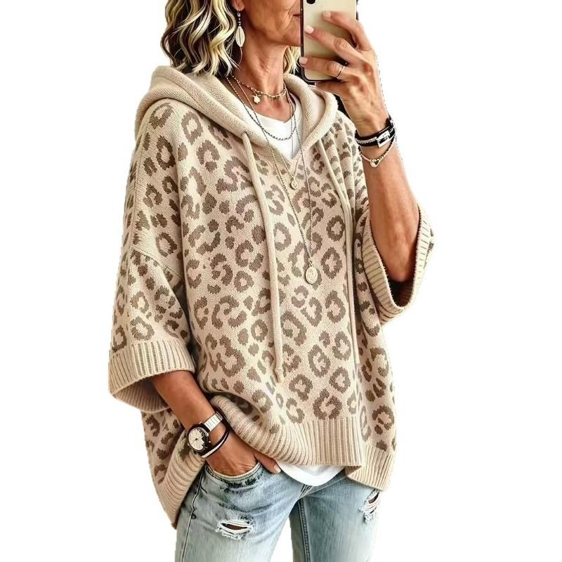 Women S Loose Fit Knitted Pullover Hooded Casual Sweater