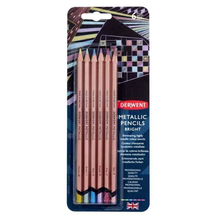Crayons de couleur Derwent Metallic x6 vives