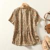 Plus Size Summer Women's Shirt Literary Loose Floral Casual Ageing Short-sleeved Top