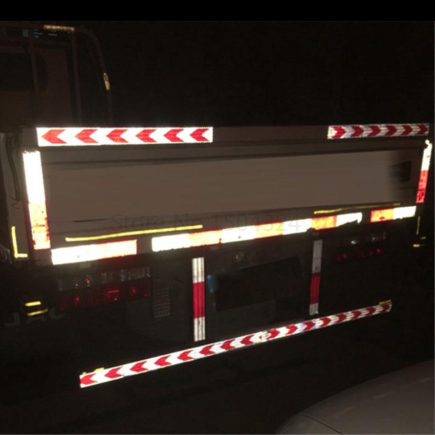 5cm*25m Red White Arrow High Visibility Reflective Tapes Self-Adhesive Waterproof Car Stickers Conspicuity Safety Warning Strips