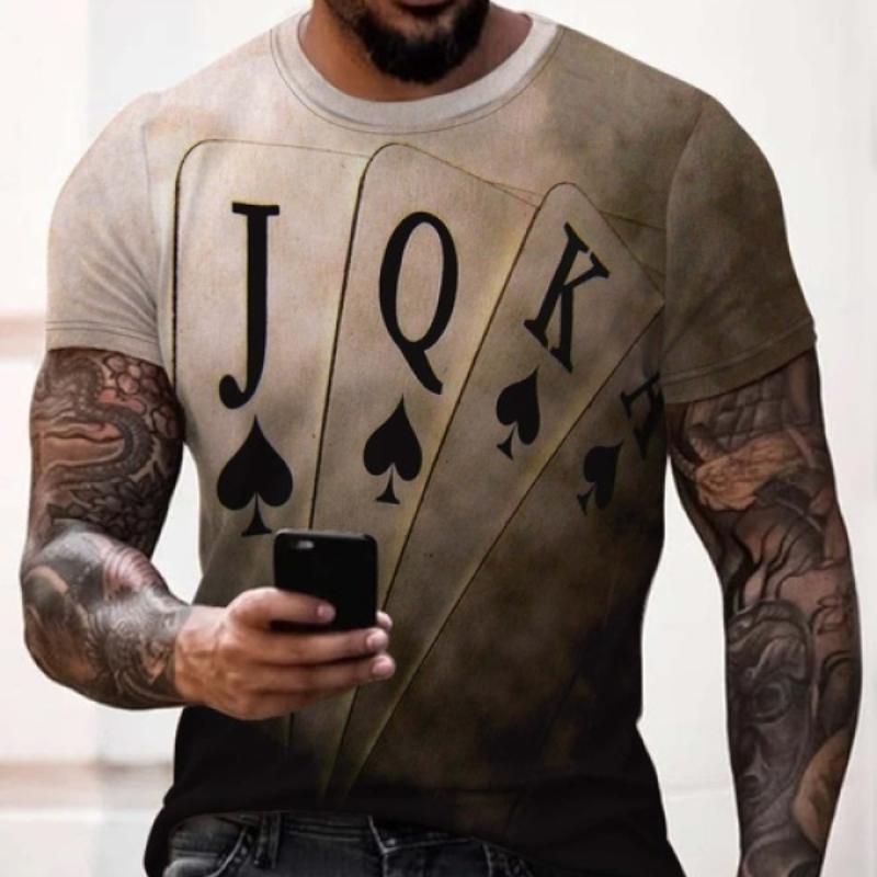 

Модная мужская футболка Poker JQK 3d футболка большого размера, уличная одежда, повседневная летняя мужская одежда с короткими рукавами, топы для вечеринок, футболки XL