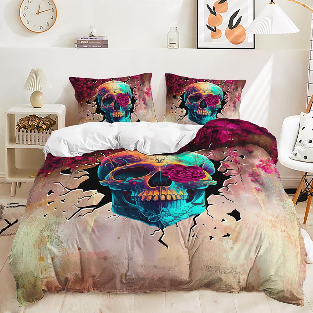 Three-Piece Quilt Cover Skull Two-Piece Bedding Set