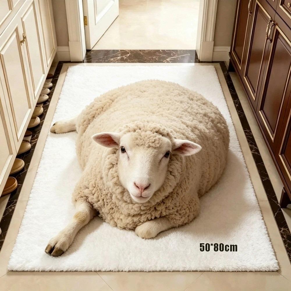 Pet Themed Animal Shaped Carpet 3D Printed Diatom Mud Mat Cat-Shaped Area Rug Home Floor Decor