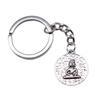 Buddha Statue Charm Keychain Buddhism Amulet Pendants Key Holder 28mm Ring