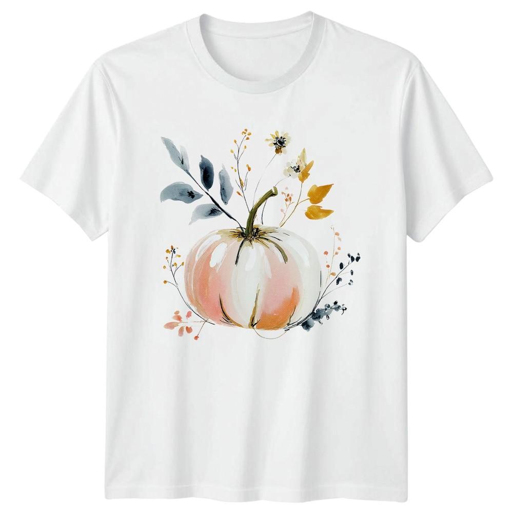 Elegant Fall Watercolor Unisexs TShirt Pumpkin Harvest S
