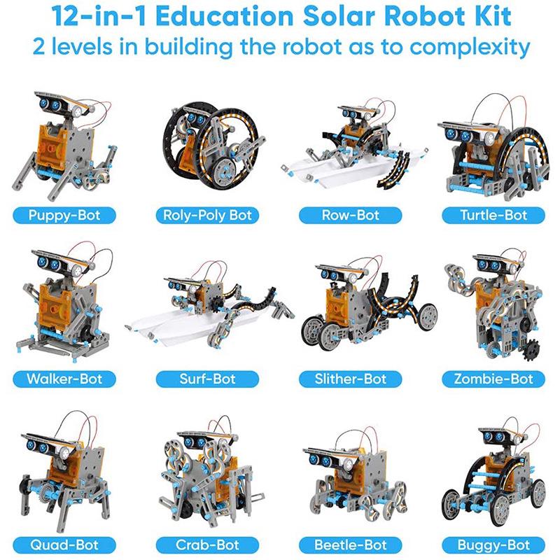 13-in-1 DIY Solar & Battery-Powered Robot Car Toy
