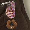 Graffiti flower plush lanyard for apple 17 mobile phone case mate80promax autumn and winter 16 high-value girls