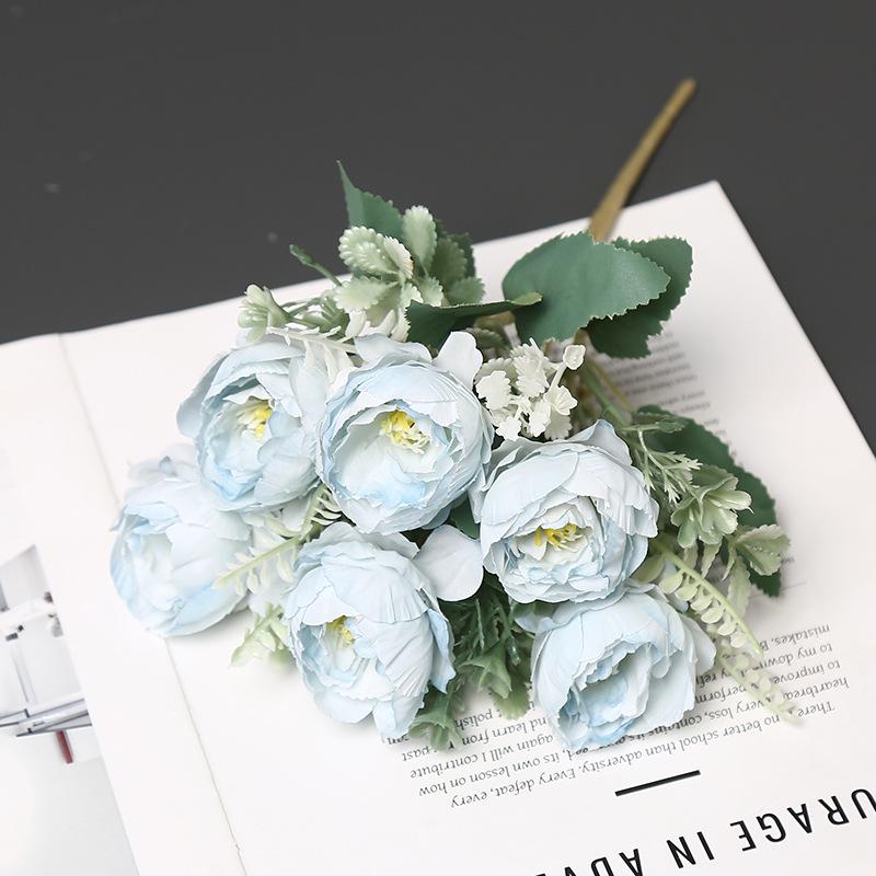 Elegant 6-Head Peony Silk Artificial Flowers for Home Decor and Photography