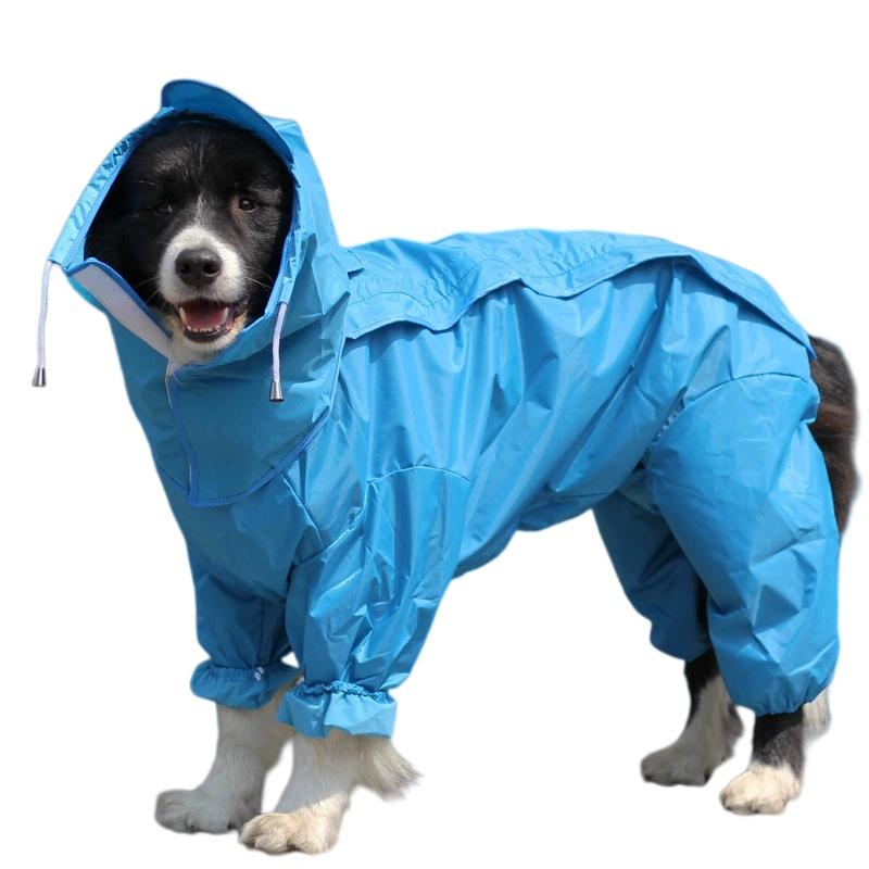 Outdoor Dog Raincoat Jumpsuit Waterproof Dog Suits Rain Cape For Medium Big Dogs Four Corner Hooded Jacket Poncho Pet Rain Coat