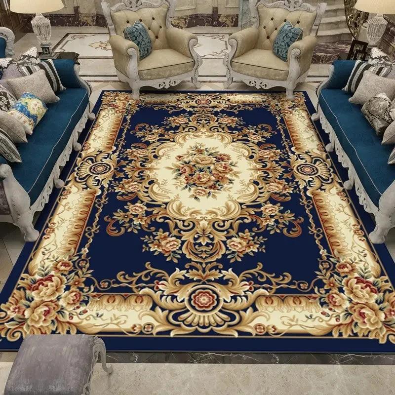 European Style Large Size Household Carpets for Living Room Decorative Rug Carpets for Bed Room Washable Non-slip Floor Mat Blue