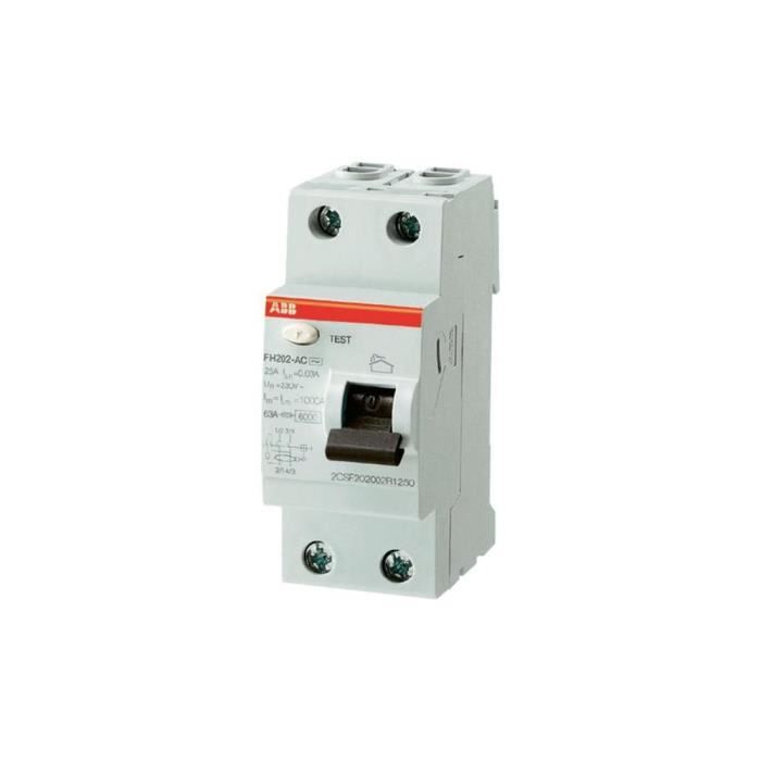 Interrupteur différentiel - ABB - 30MA-25A - 25A - 2 modules - Intérieur