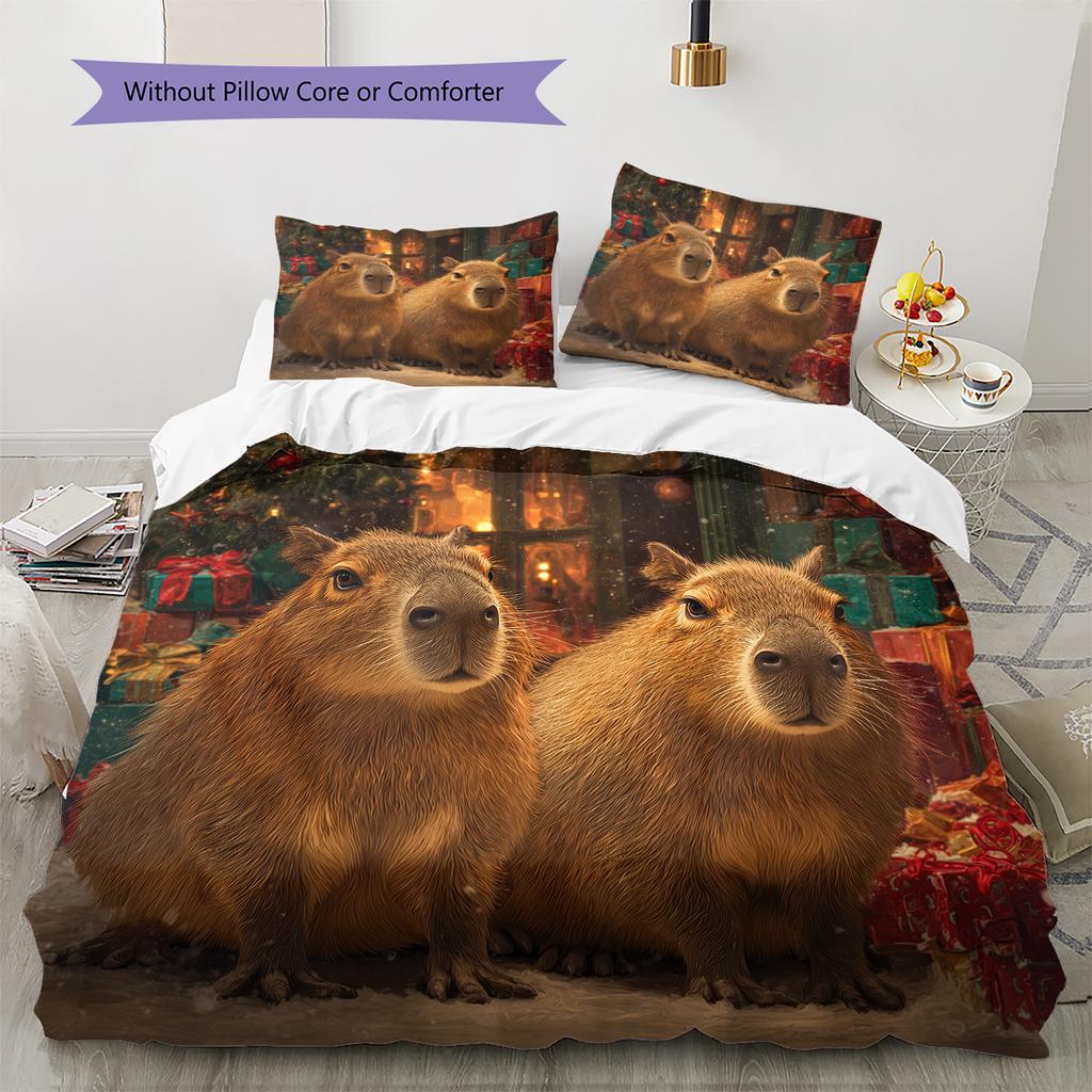 Two Capybaras Pattern Bedding Home Decoration Birthday Gift (1 * duvet cover + 2 * pillowcase, without core)
