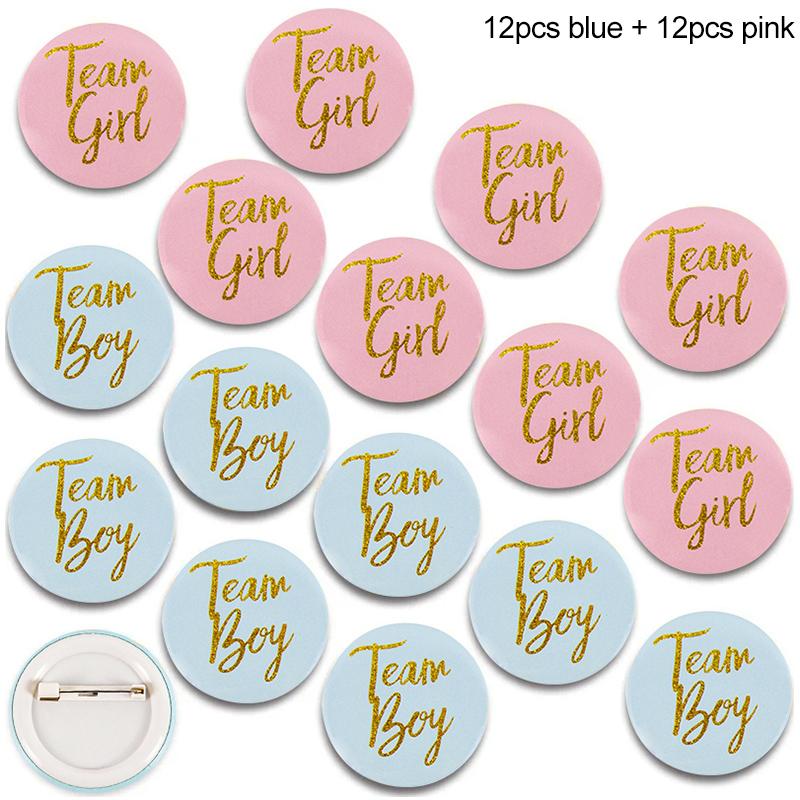 

24 шт., значки для мальчиков и девочек, значки для определения пола ребенка, подарок для гостей, атрибутика для вечеринки по случаю рождения ребенка, декор для детского душа 24pcs