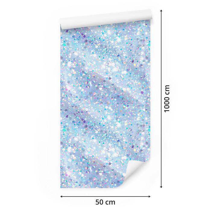 Iridescent Glitter Wallpaper Azure, Blue and White 50x1000