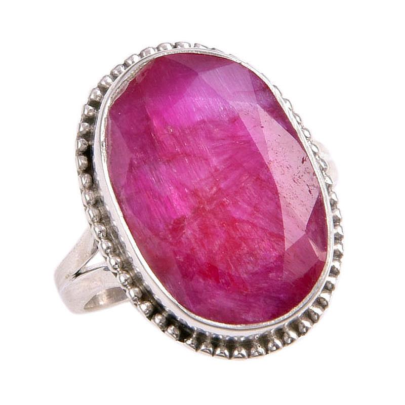 Red Ruby(Simulated) Gemstone Handmade 925 Sterling Silver Jewelry Ring S.7 D9O29