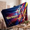 Lamine Yamal Personalized Fleece Blanket With Football Logo, Custom Name Text Soft Warm Home Throw Blanket