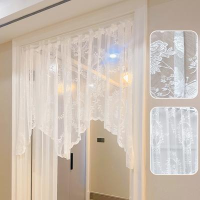 Lace Curtain Sheer Short Window Curtain Kitchen Curtains Decorative White Curtains Home Door Half Curtain Window Scarf