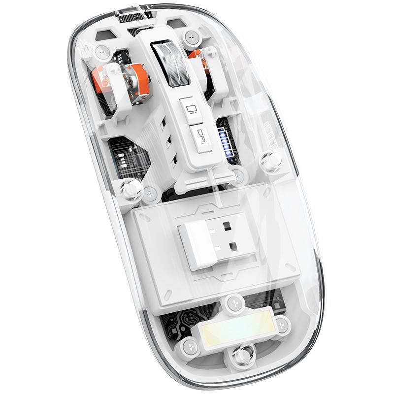 

M133 Transparent Bluetooth-compatible/2.4G Wireless Gaming Mouse RGB Light Computer Laptop Mice (CE Certified) White