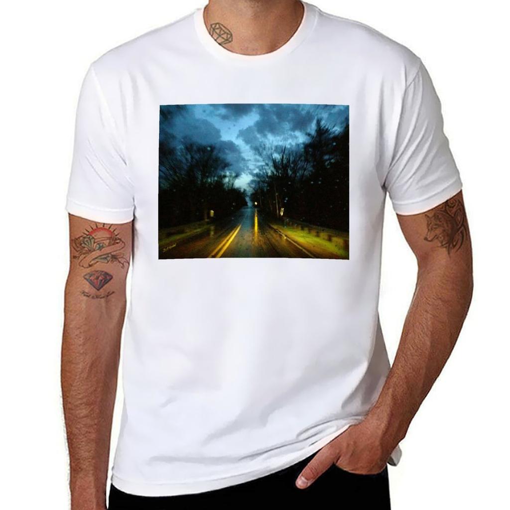 Dark Rainy Road Tshirt T Shirt Unisex 100 Cotton Luxury Brand Tshirt
