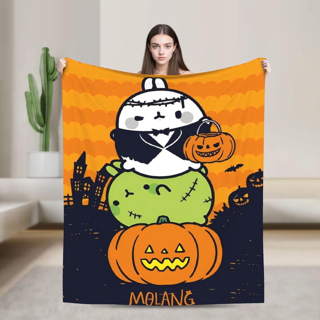 Cute Anime M-Molangs Blankets Coral Fleece Plush Winter Breathable Ultra-Soft Throw Blankets for Sofa Outdoor Bedding Throws