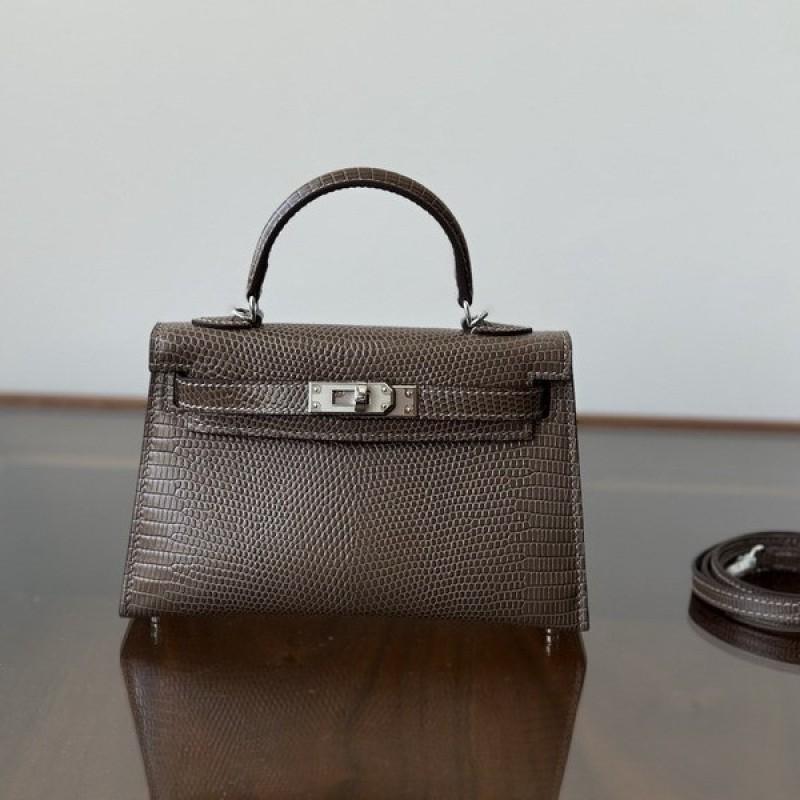 2025 New 19cm Second-generation Kelli Bag Lizard Pattern Cowhide Genuine Leather Single-shoulder Cross-slung Handbag Small Square Women