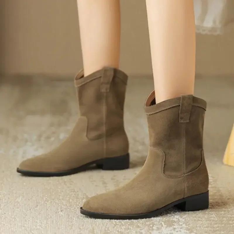 Women's Shoes On Sale  New Slip-on Women's Boots Fashion Solid  Daily Boots Women Hot Sale Pointed Toe Ankle Boots Zapatos